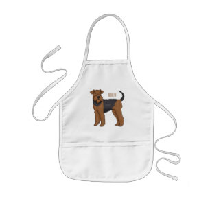 Airedale terrier dog cartoon illustration kids' apron