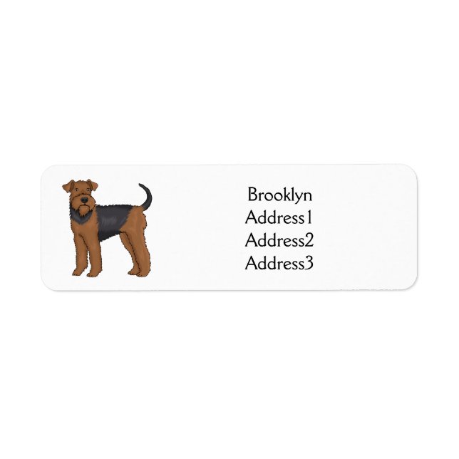 Airedale terrier dog cartoon illustration label (Front)