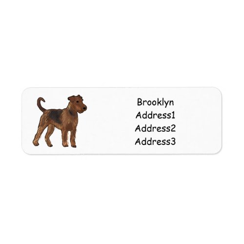 Airedale terrier dog cartoon illustration label