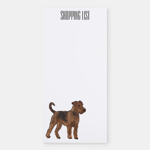 Airedale terrier dog cartoon illustration magnetic notepad