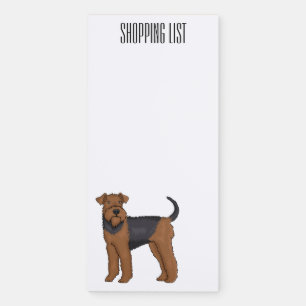 Airedale terrier dog cartoon illustration magnetic notepad