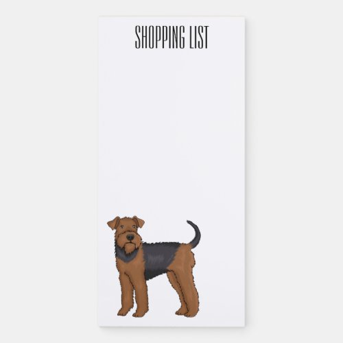 Airedale terrier dog cartoon illustration magnetic notepad