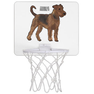 Airedale terrier dog cartoon illustration mini basketball hoop