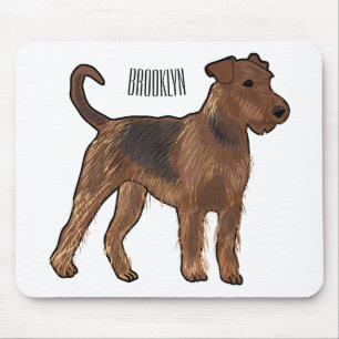 Airedale terrier dog cartoon illustration mouse pad