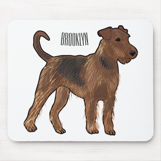 Airedale terrier dog cartoon illustration mouse pad (Front)