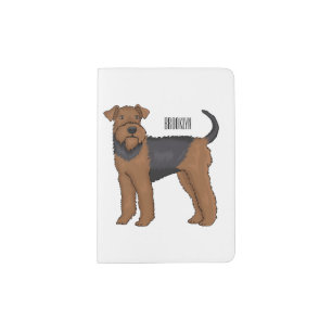 Airedale terrier dog cartoon illustration passport holder