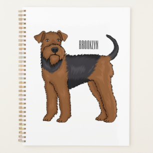 Airedale terrier dog cartoon illustration planner