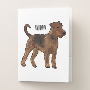 Airedale terrier dog cartoon illustration pocket folder
