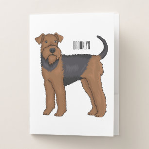 Airedale terrier dog cartoon illustration pocket folder