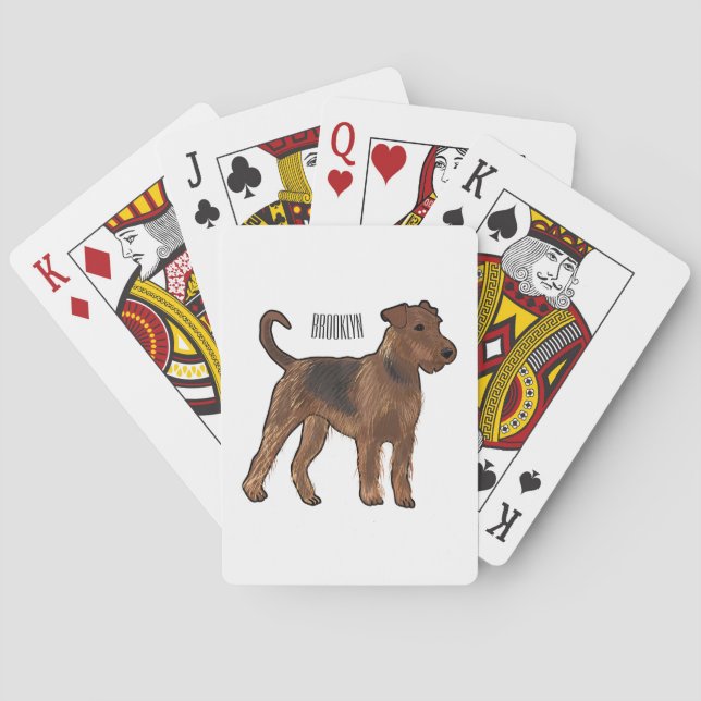 Airedale terrier dog cartoon illustration poker cards (Back)