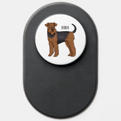 Airedale terrier dog cartoon illustration PopSocket