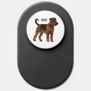 Airedale terrier dog cartoon illustration PopSocket