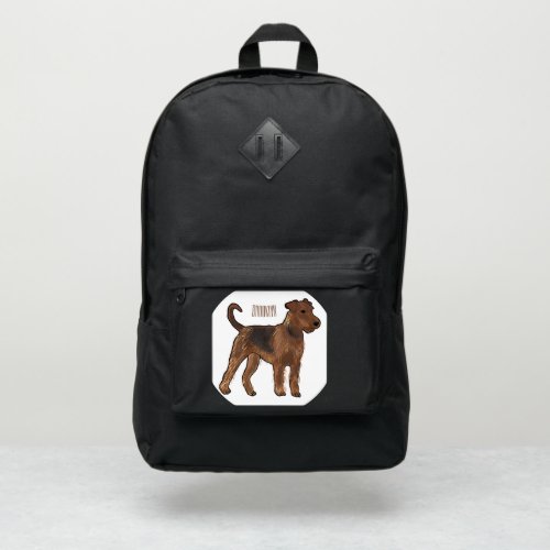 Airedale terrier dog cartoon illustration port authority backpack