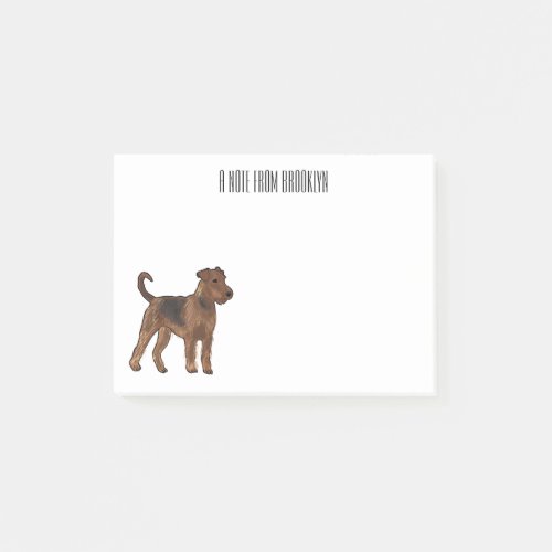 Airedale terrier dog cartoon illustration post_it notes