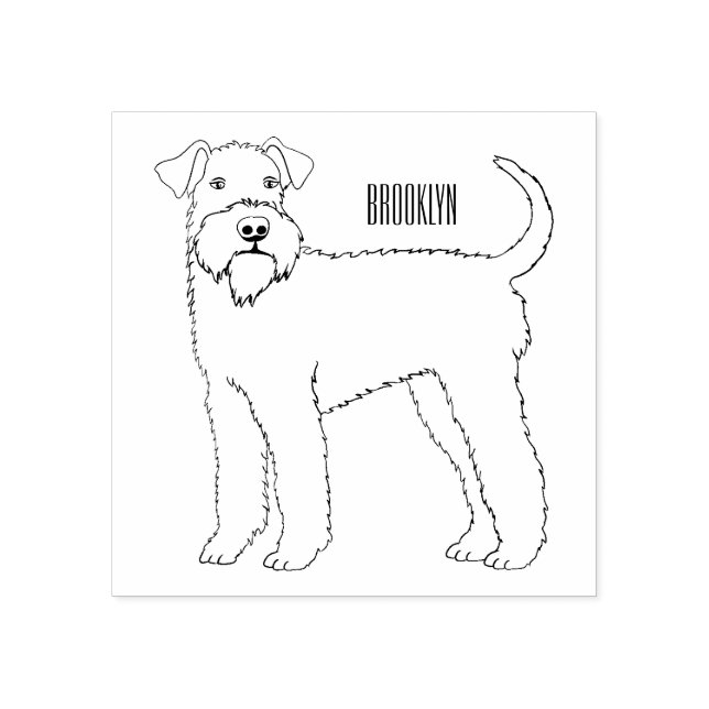 Airedale terrier dog cartoon illustration rubber stamp (Imprint)