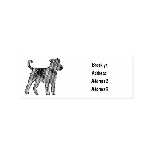 Airedale terrier dog cartoon illustration rubber stamp