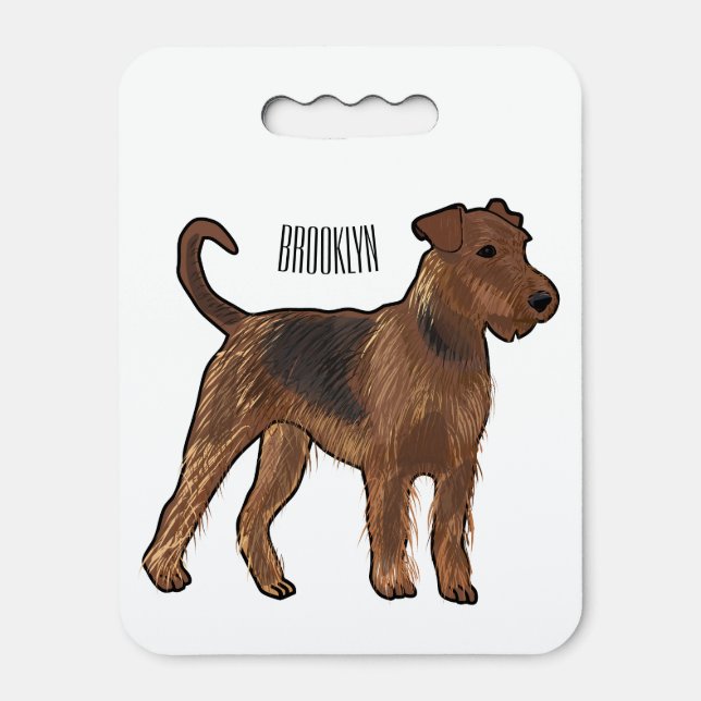 Airedale terrier dog cartoon illustration seat cushion (Front Vertical)