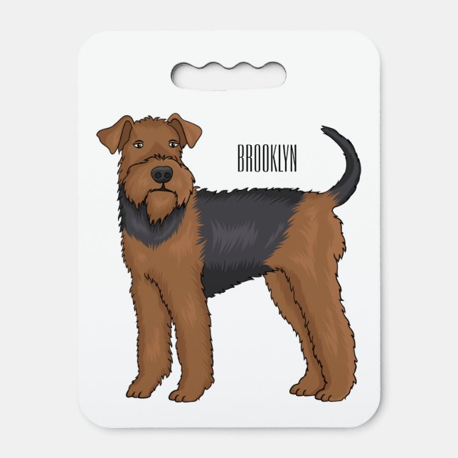 Airedale terrier dog cartoon illustration  seat cushion (Front Vertical)