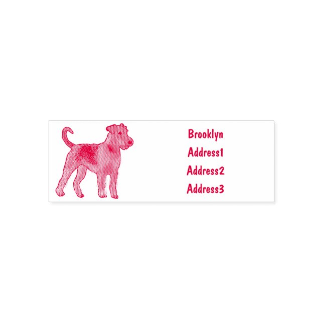 Airedale terrier dog cartoon illustration self-inking stamp (Design)