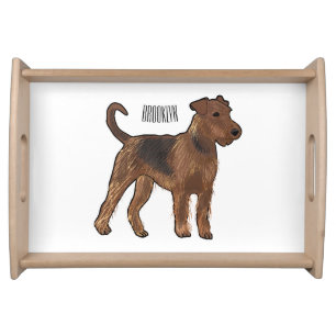 Airedale terrier dog cartoon illustration serving tray