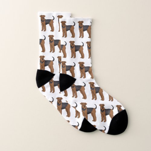 Airedale terrier dog cartoon illustration socks