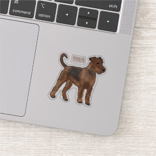Airedale terrier dog cartoon illustration sticker