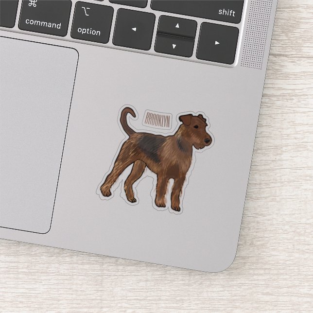 Airedale terrier dog cartoon illustration sticker (Detail)