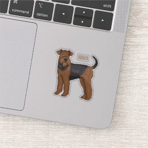 Airedale terrier dog cartoon illustration sticker