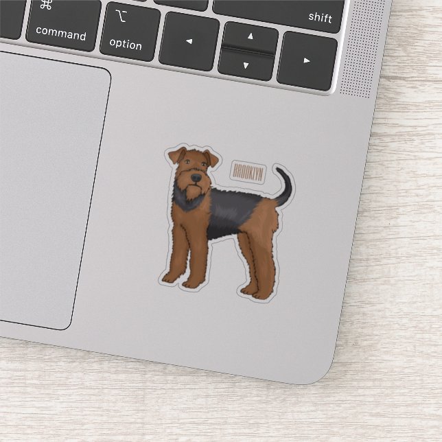 Airedale terrier dog cartoon illustration sticker (Detail)