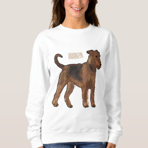 Airedale terrier dog cartoon illustration sweatshirt