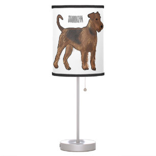 Airedale terrier dog cartoon illustration table lamp
