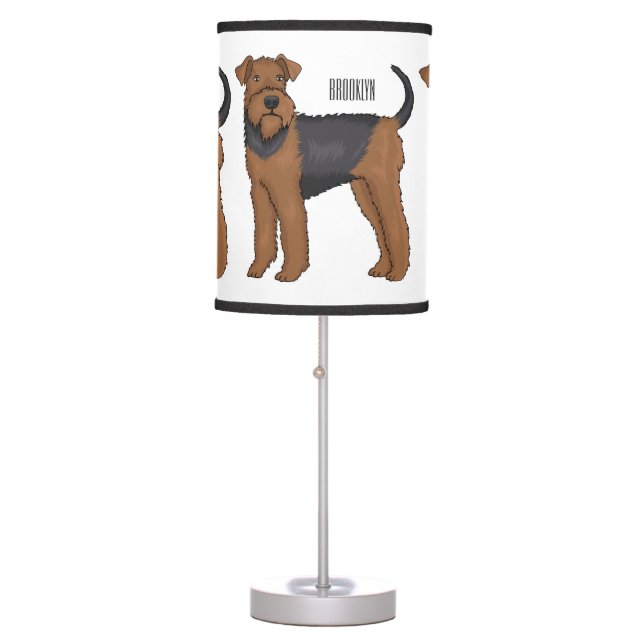 Airedale terrier dog cartoon illustration table lamp (Front)
