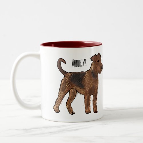 Airedale terrier dog cartoon illustration Two_Tone coffee mug