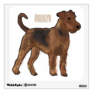 Airedale terrier dog cartoon illustration wall decal