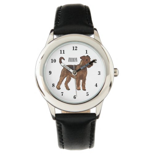 Airedale terrier dog cartoon illustration watch