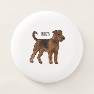 Airedale terrier dog cartoon illustration Wham-O frisbee
