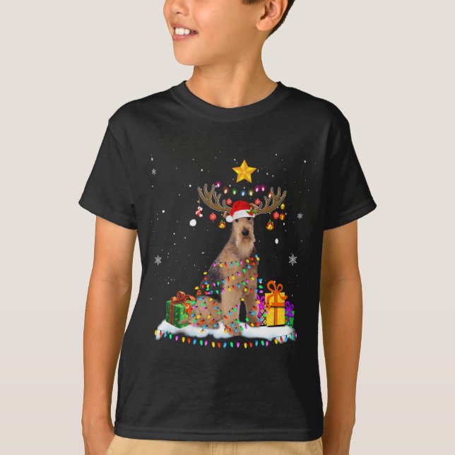 Airedale Terrier Dog Christmas Reindeer Christmas  T-Shirt (Front)
