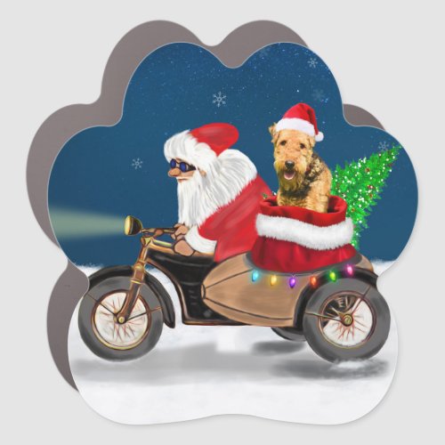 Airedale Terrier Dog Christmas Santa Claus   Car Magnet