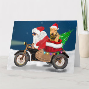 Airedale Terrier Dog Christmas Santa Claus Card