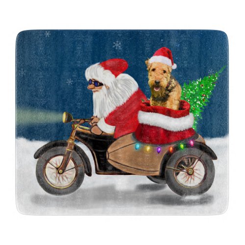 Airedale Terrier Dog Christmas Santa Claus   Cutting Board