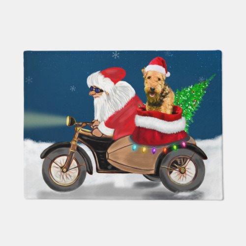 Airedale Terrier Dog Christmas Santa Claus    Doormat