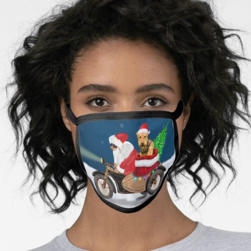 Airedale Terrier Dog Christmas Santa Claus    Face Mask