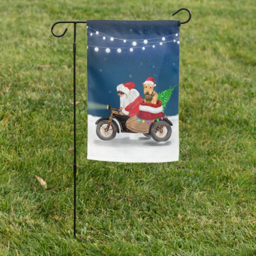 Airedale Terrier Dog Christmas Santa Claus    Garden Flag