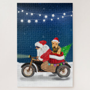 Airedale Terrier Dog Christmas Santa Claus Jigsaw Puzzle