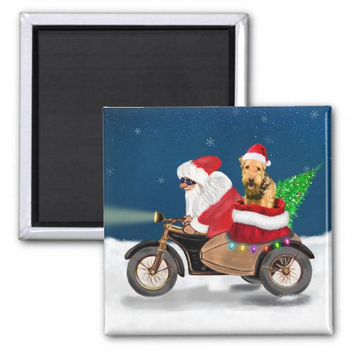 Airedale Terrier Dog Christmas Santa Claus    Magnet