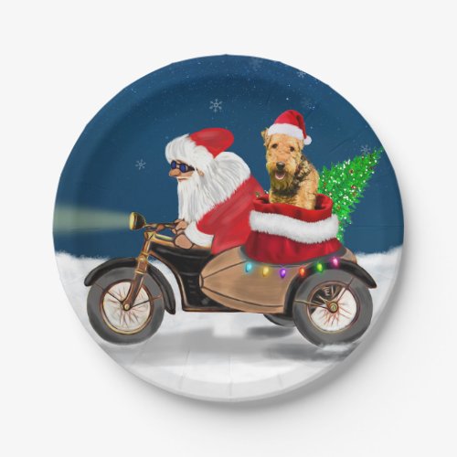 Airedale Terrier Dog Christmas Santa Claus   Paper Plates