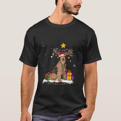 Airedale Terrier Dog Christmas Tee Reindeer Christ