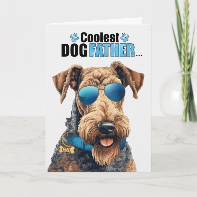Airedale Terrier Dog Coolest Dad Father's Day Holiday Card (Front)
