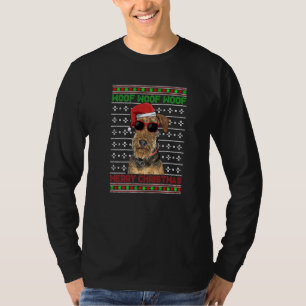 Airedale Terrier Dog Funny Woof Merry Christmas T-Shirt