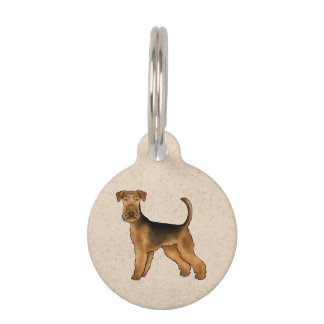 Airedale Terrier Dog Illustration Bingley Terrier Pet ID Tag